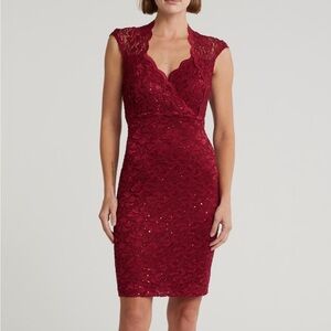 NWT Connected Apparel Burgundy Lace Midi Dress